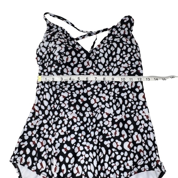 Jessica Simpson Estilo Black White Print Halter Neck One Piece Swimsuit L NWT - Picture 12 of 13